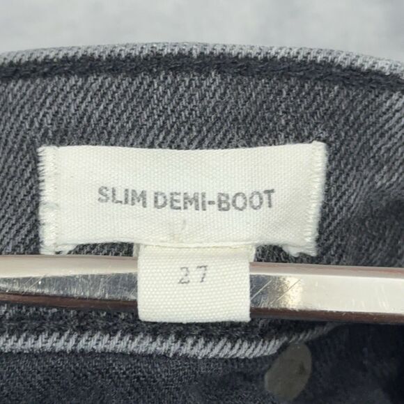 Madewell Jeans Womens Size 27 Faded Black Slim Demi Boot Cut Distressed *FLAW - Picture 9 of 16